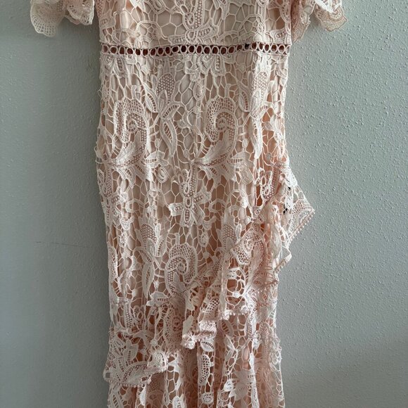 NWT Lulus Briarwood Blush Pink Lace Ruffled Midi Dress - Picture 6 of 10